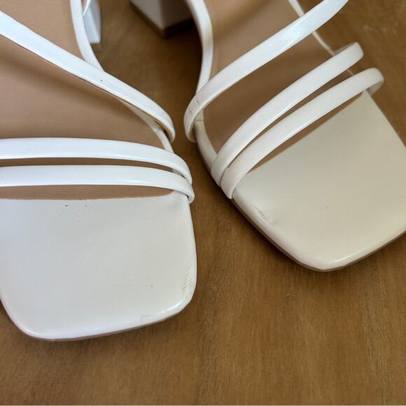 Wild Fable White Strappy Square Toe Block Heel Buckle Strap High Heels Size 6.5 - Picture 10 of 14